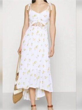 White Floral Tie-Front Mini Dress